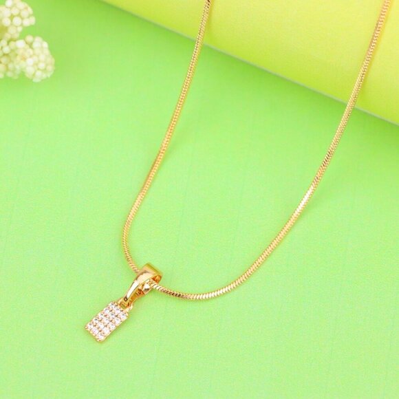 "Rose Gold Plated Rectangular Pendant with Crystal Detailing, XPPT1196 - Picture 6 of 12